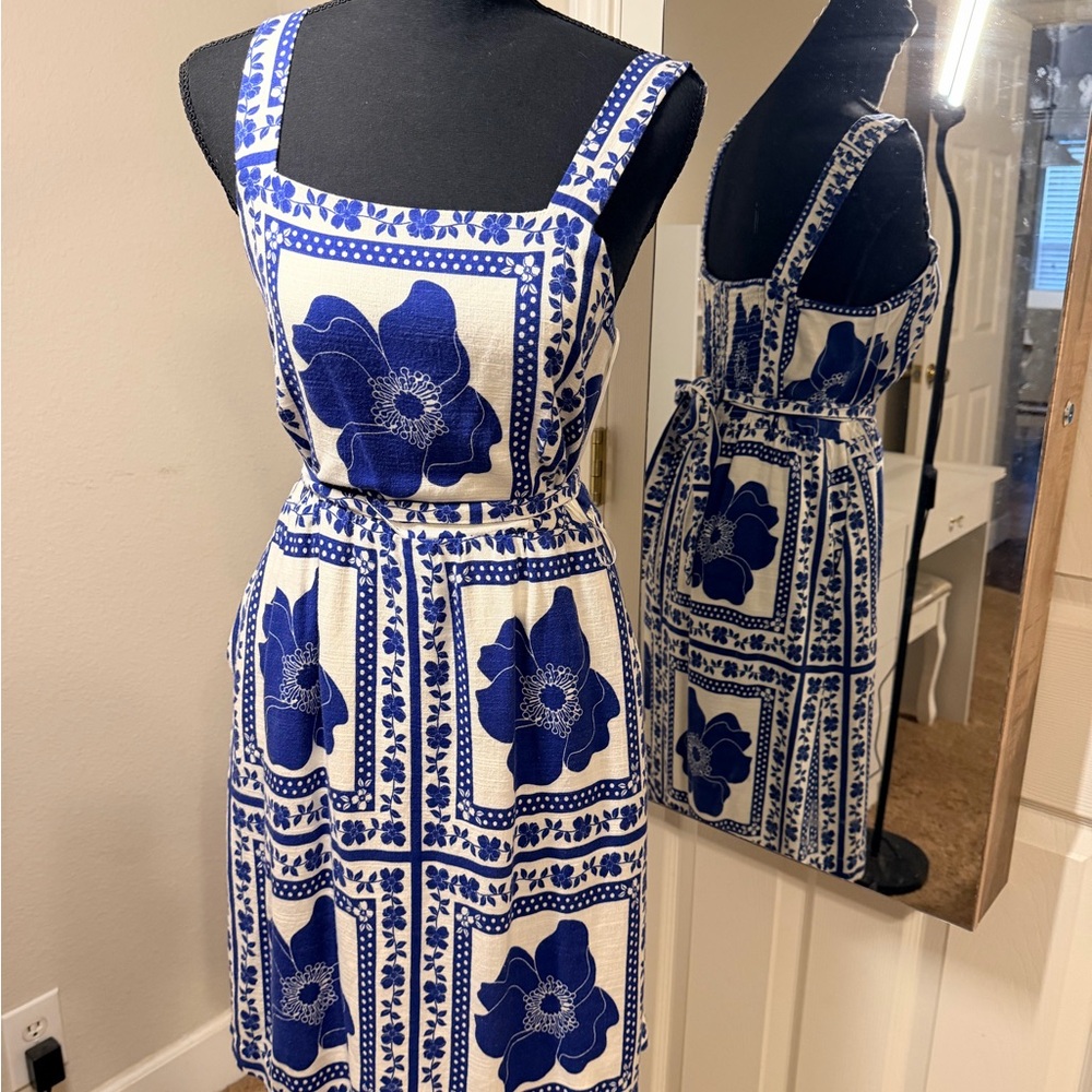 Draper James Blue and White Floral Midi Dress